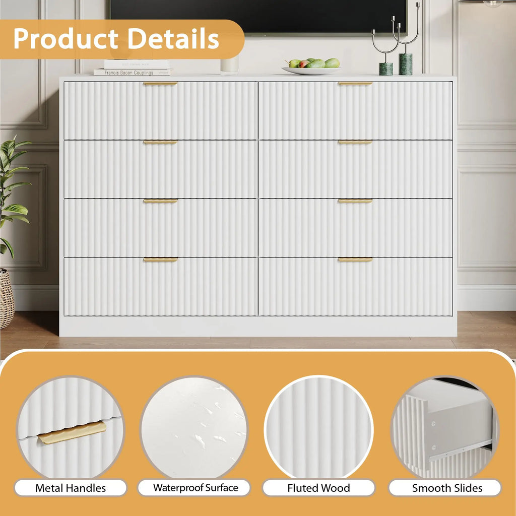 Plinth Fluted Eight-Drawer Dresser