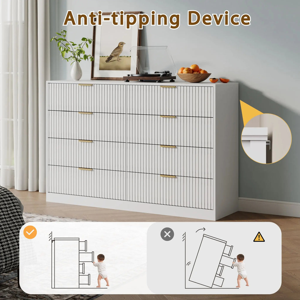 Plinth Fluted Eight-Drawer Dresser