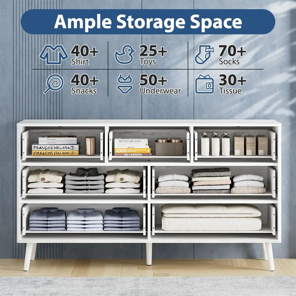 Tapered Leg Fluted Seven-Drawer Dresser