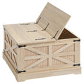 "Modern Boho Style 32 Inch Rattan Woven Wood Rectangle Coffee Table with MDF Top & Storage"