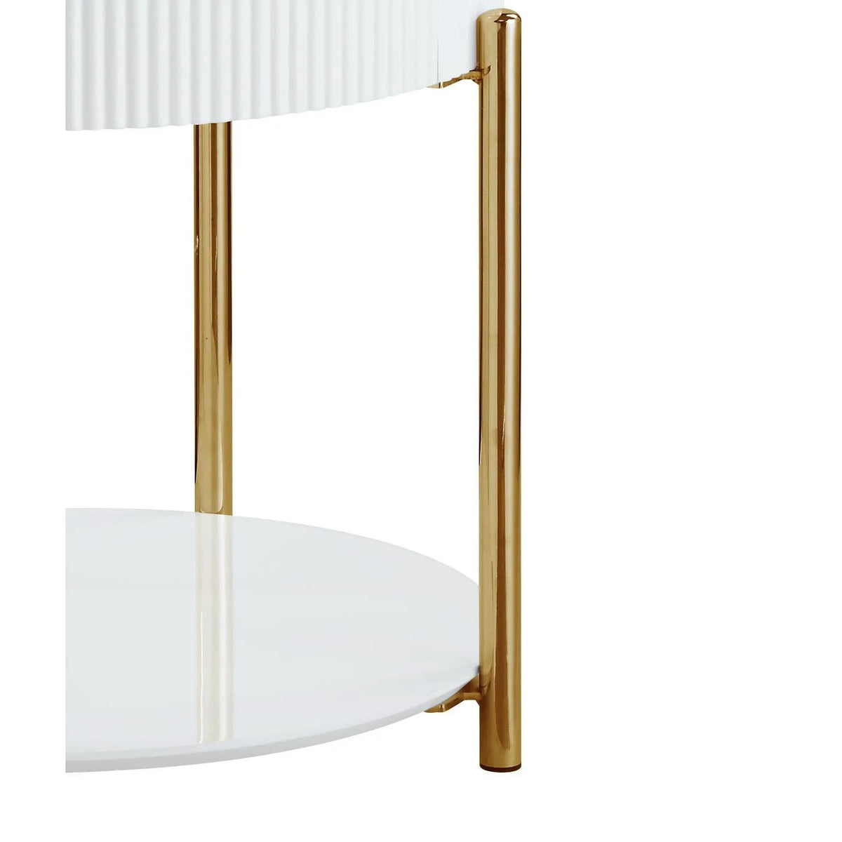 Daveigh White High Gloss Console Table with Gold Finish End Table