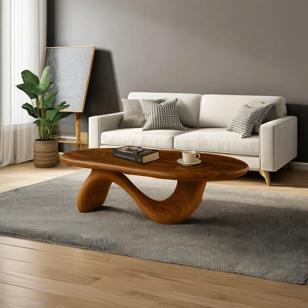 Wholesale Handmade Natural Wood Coffee Table Durable Japandi Wabi-Sabi Decor Organic Modern Live Edge