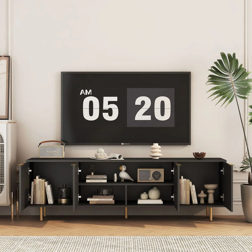 Black Fluted TV Console
