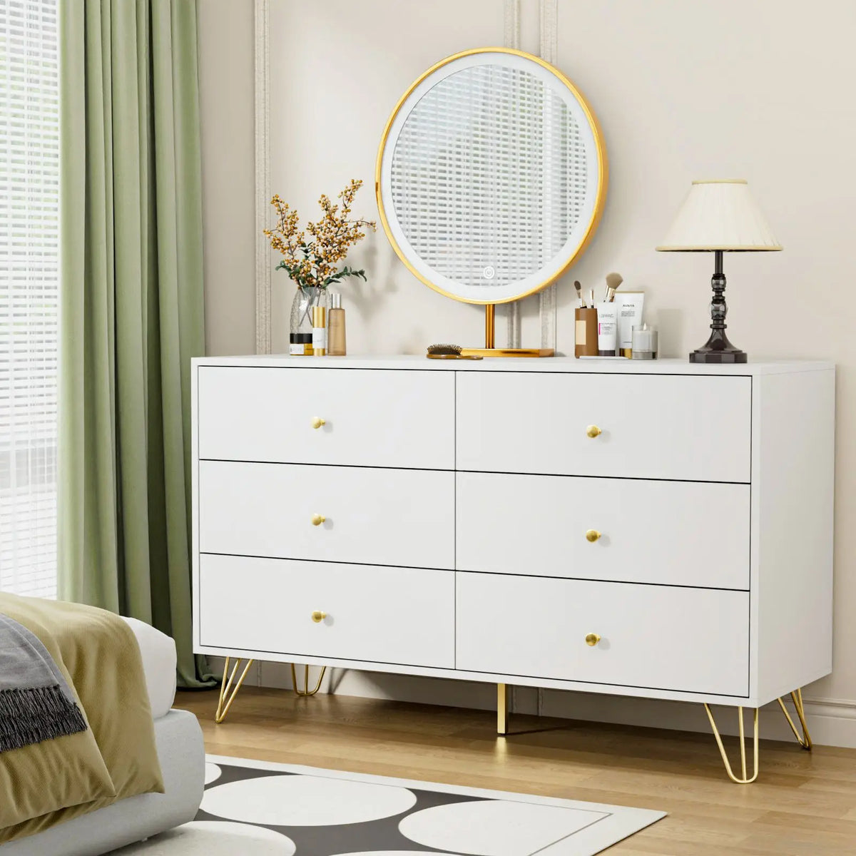 Hairpin Leg Six-Drawer Dresser