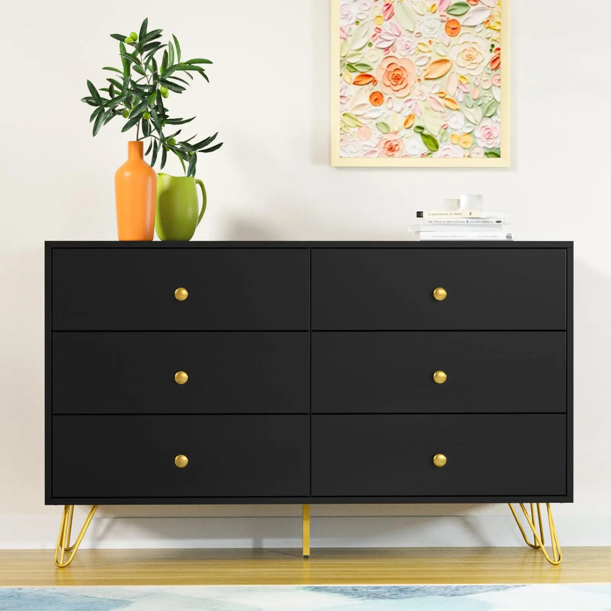 Hairpin Leg Six-Drawer Dresser