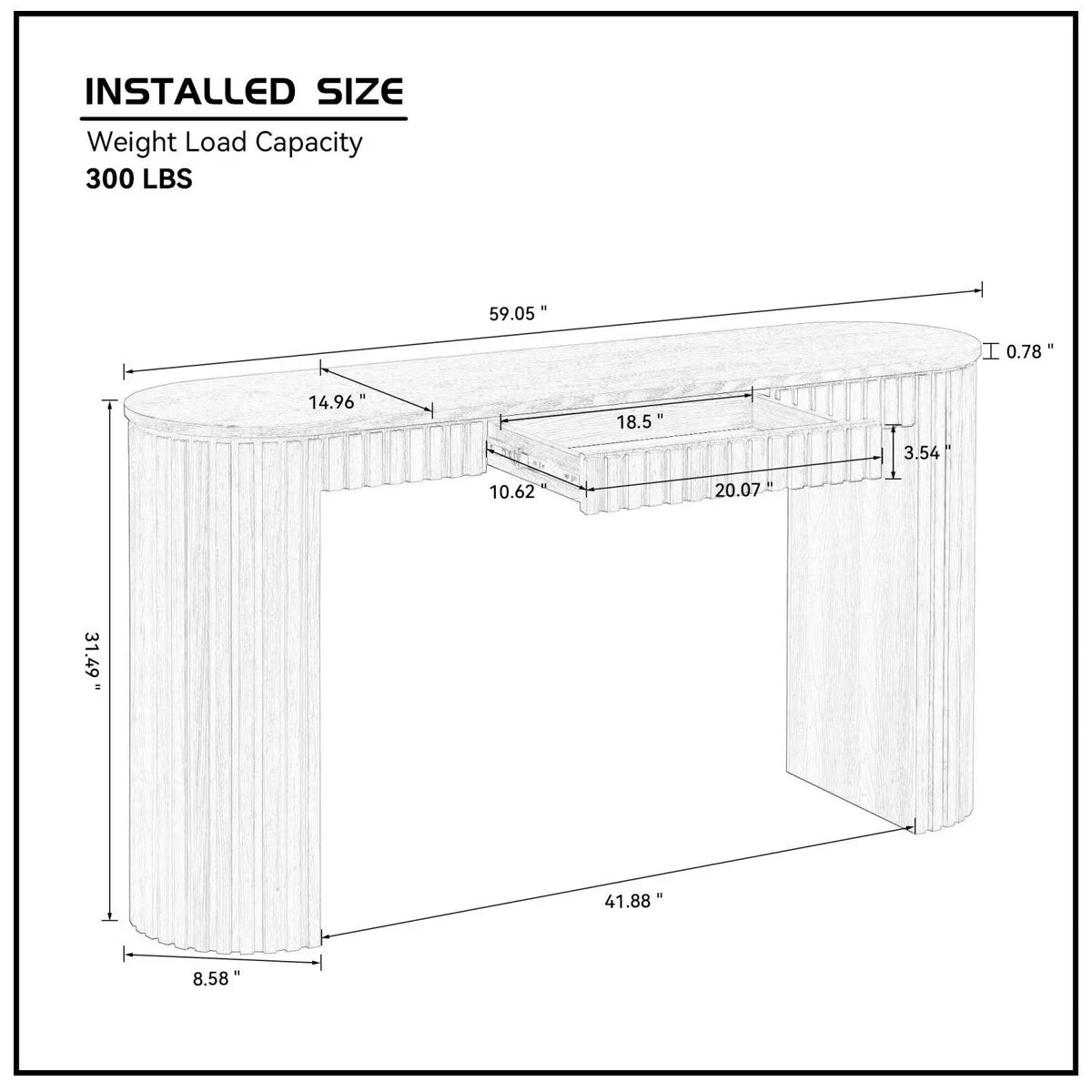 Solara Fluted Console Table