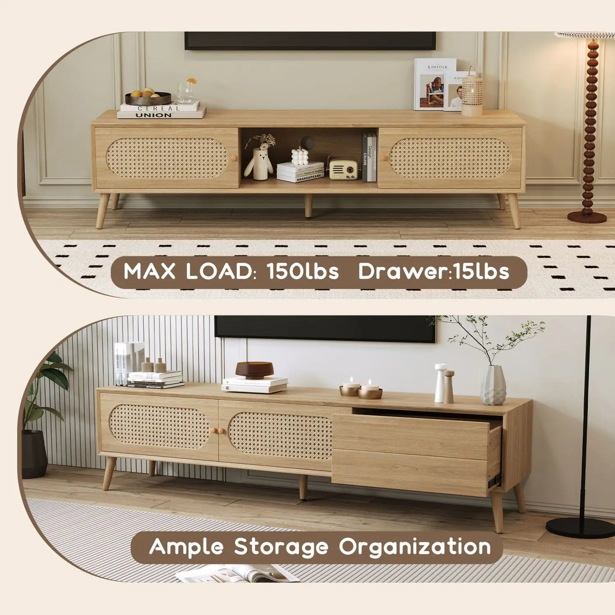 Natural Cane TV Console