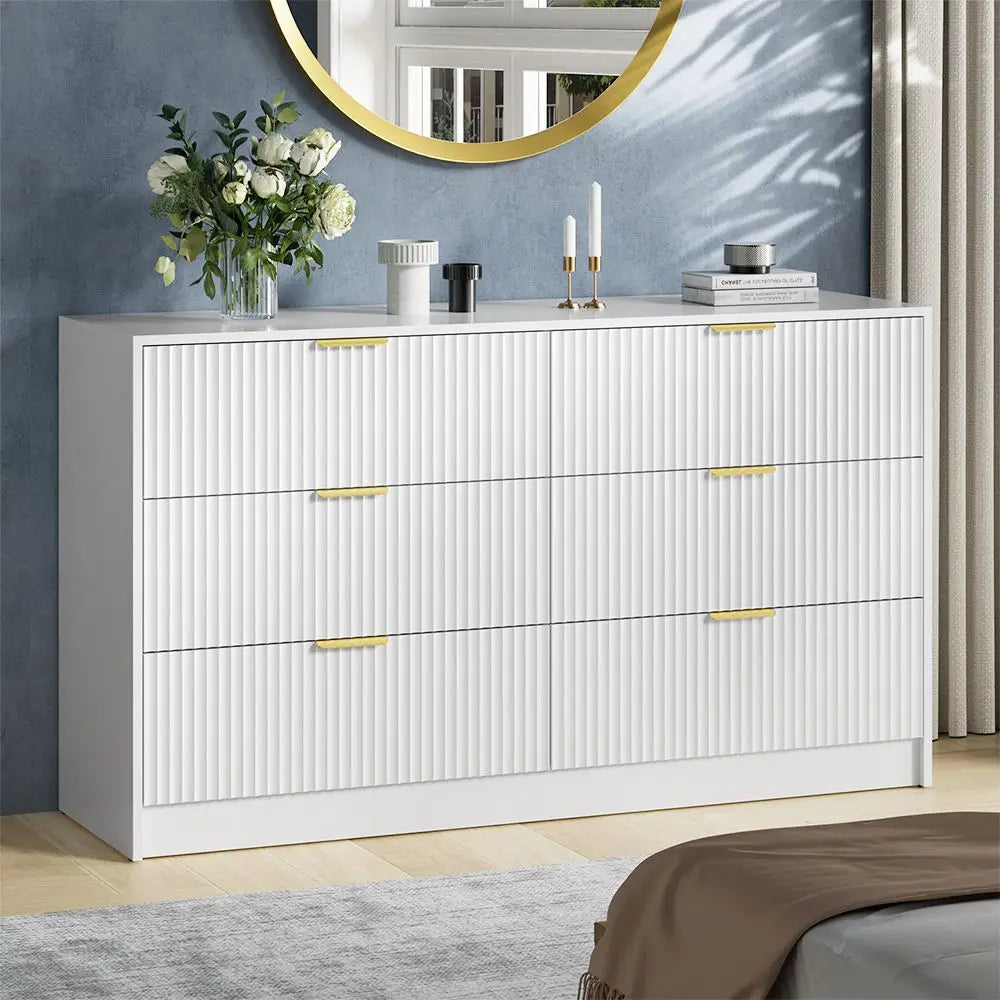 Plinth Fluted Six-Drawer Dresser