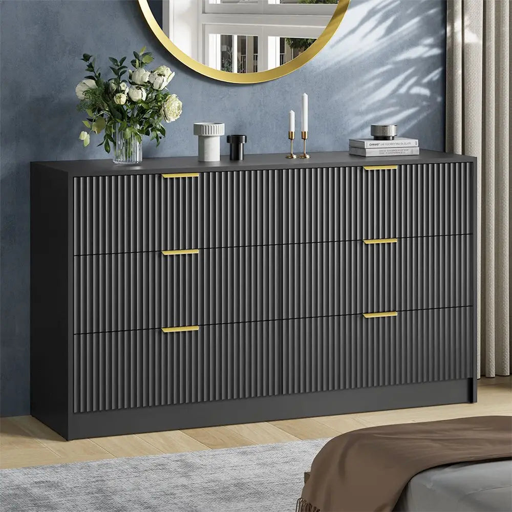 Plinth Fluted Six-Drawer Dresser