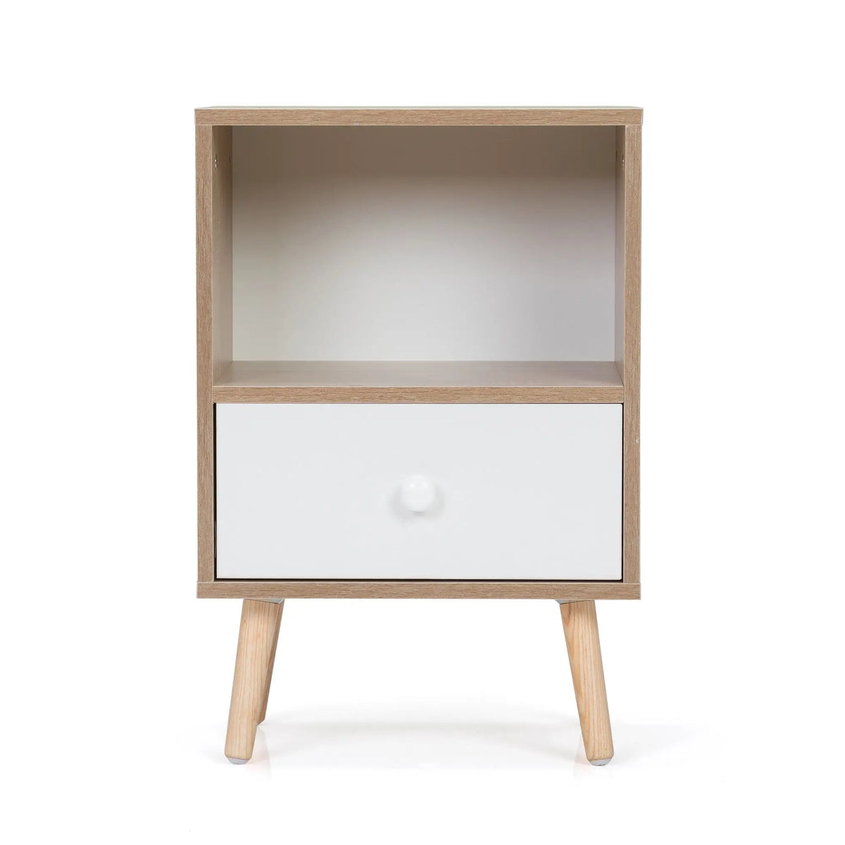 Mid-Century Modern Wood Nightstand Set of 2 Bed Sofa Side Table with Drawer Shelf for Living Room Bedroom or Office