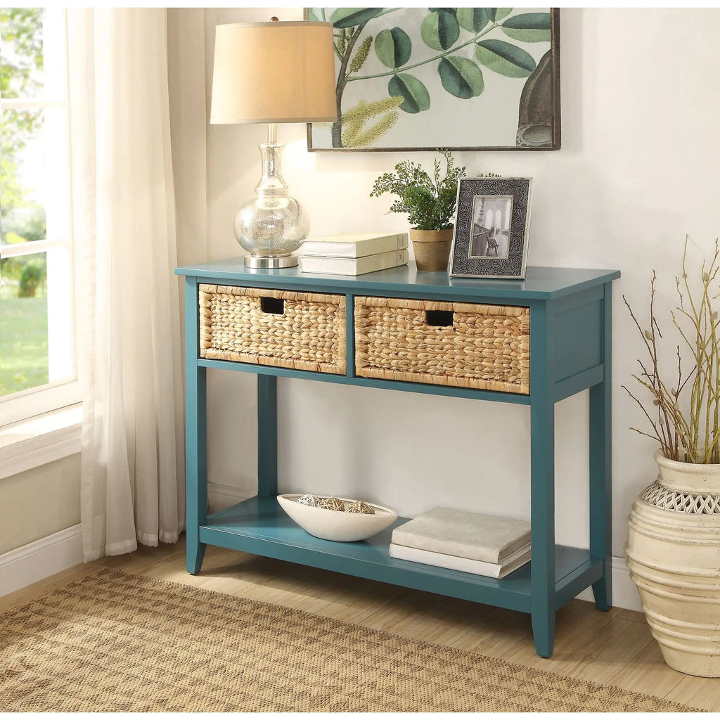 Brielle Basket-Front Console Table