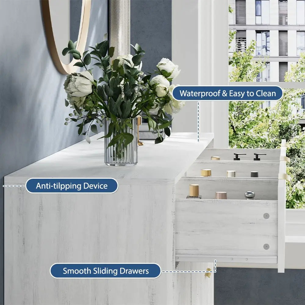 Tapered Leg Fluted Seven-Drawer Dresser