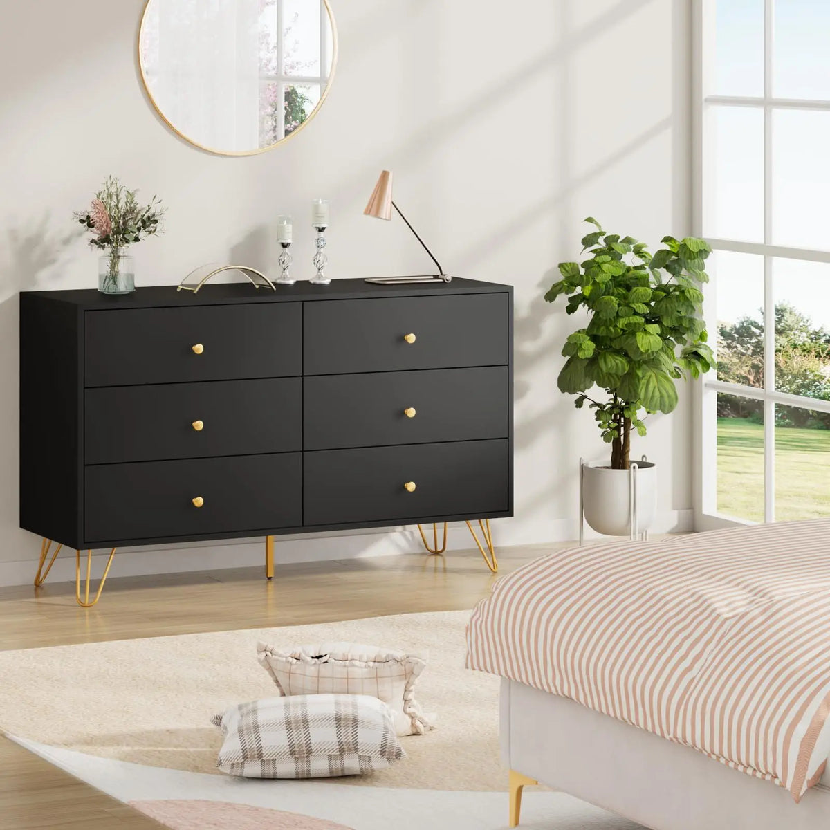 Hairpin Leg Six-Drawer Dresser