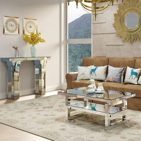 Lucienne Stepped Mirror Console Table
