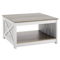 31.5\" Rustic Wooden Farmhouse Coffee Table with Open Storage Compartment Square Cocktail Side Table for Living Room