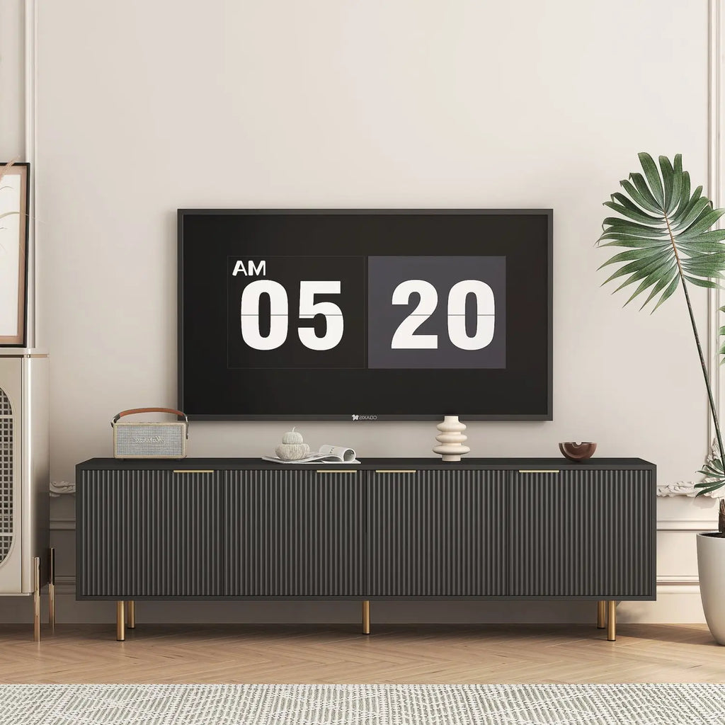 Black Fluted TV Console
