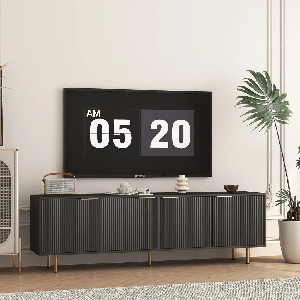 Black Fluted TV Console
