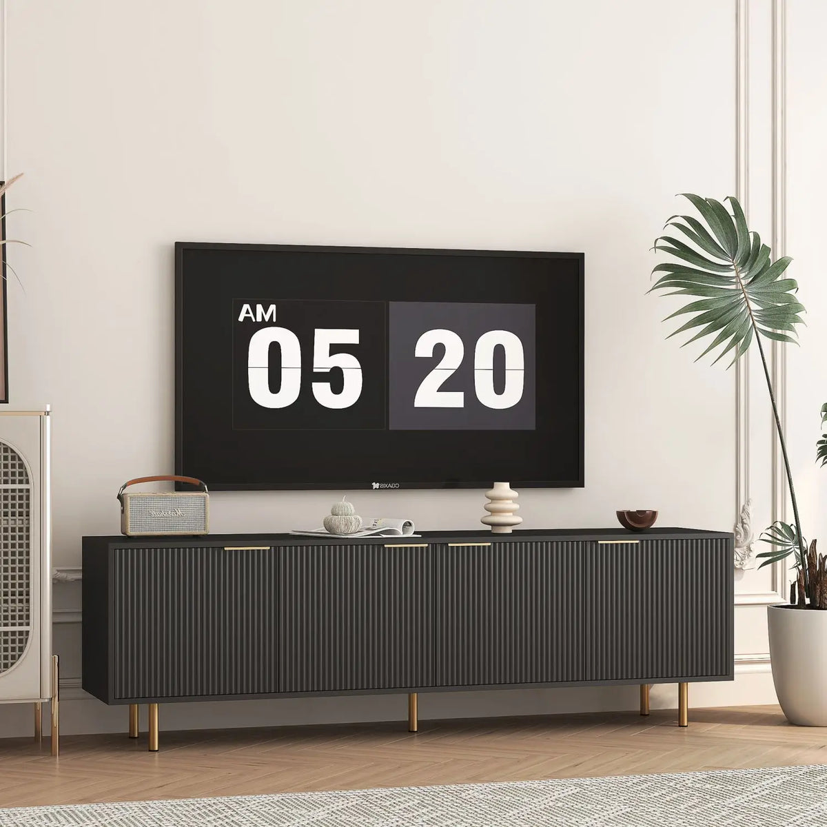 Black Fluted TV Console