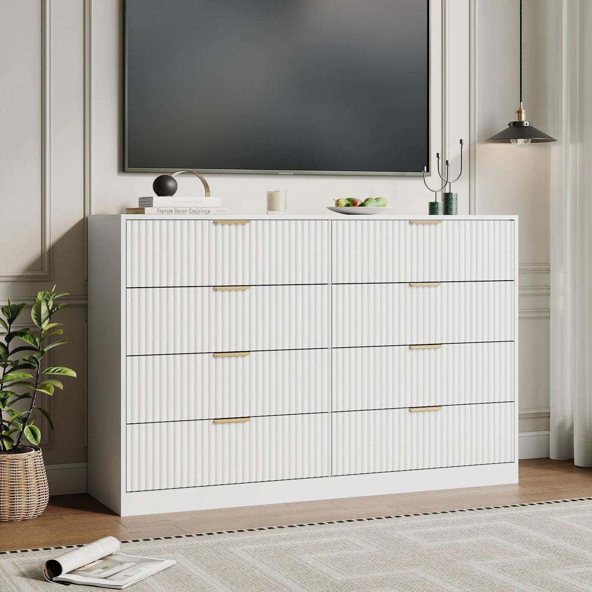 Plinth Fluted Eight-Drawer Dresser
