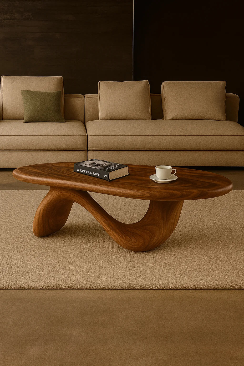 Wholesale Handmade Natural Wood Coffee Table Durable Japandi Wabi-Sabi Decor Organic Modern Live Edge