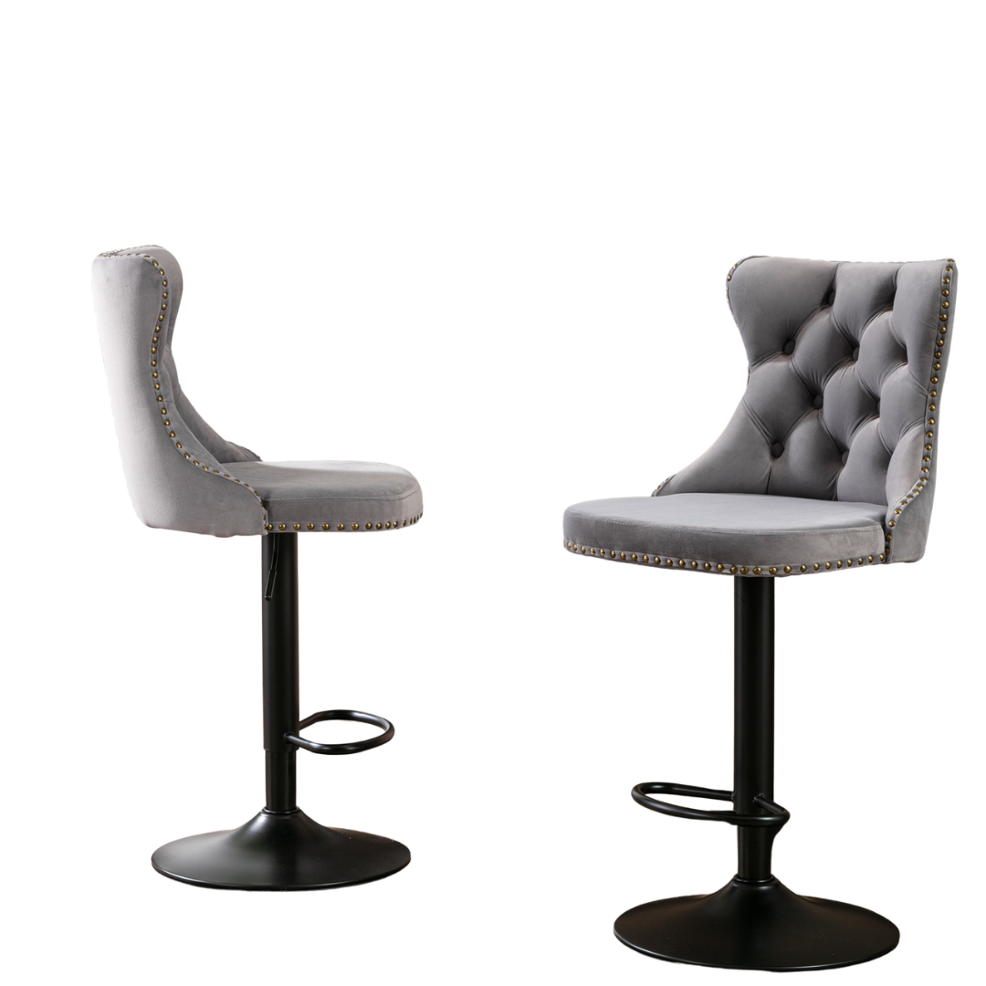 Camille Tufted Swivel Bar Stools, Set of 2