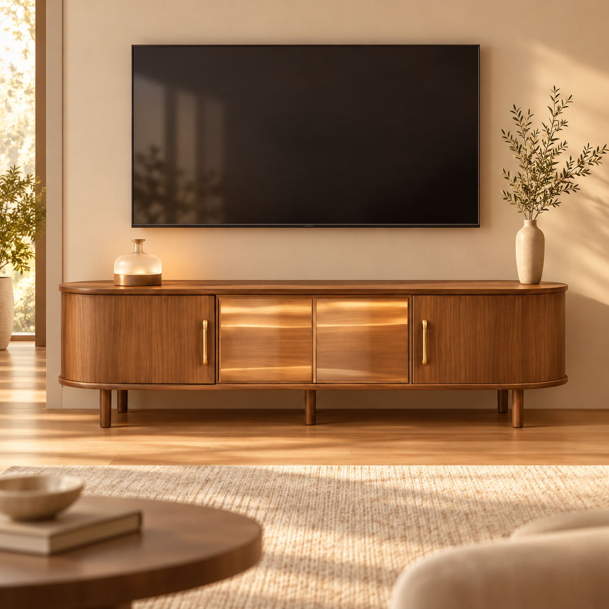 Walnut LED TV Console