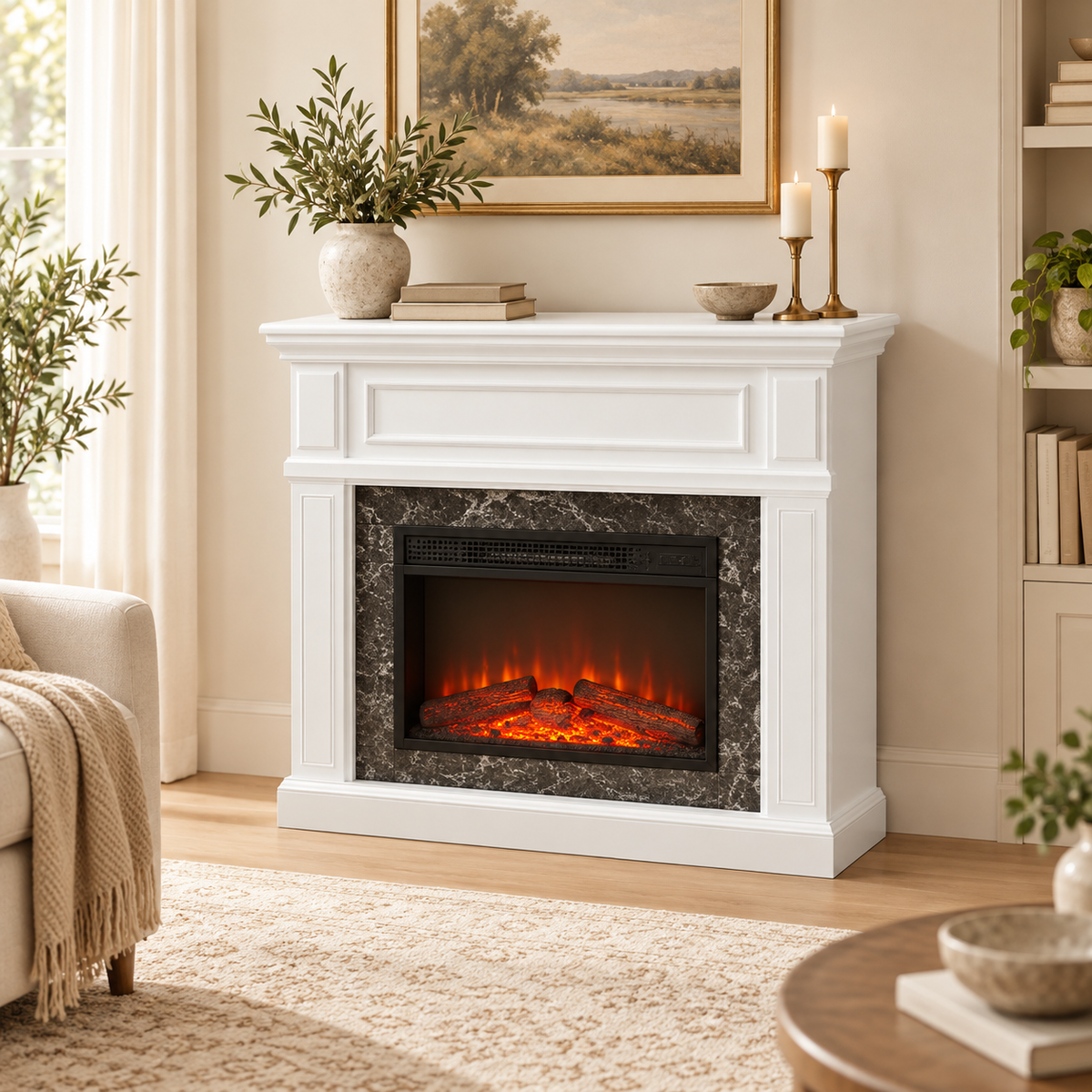 White Traditional Fireplace Mantel