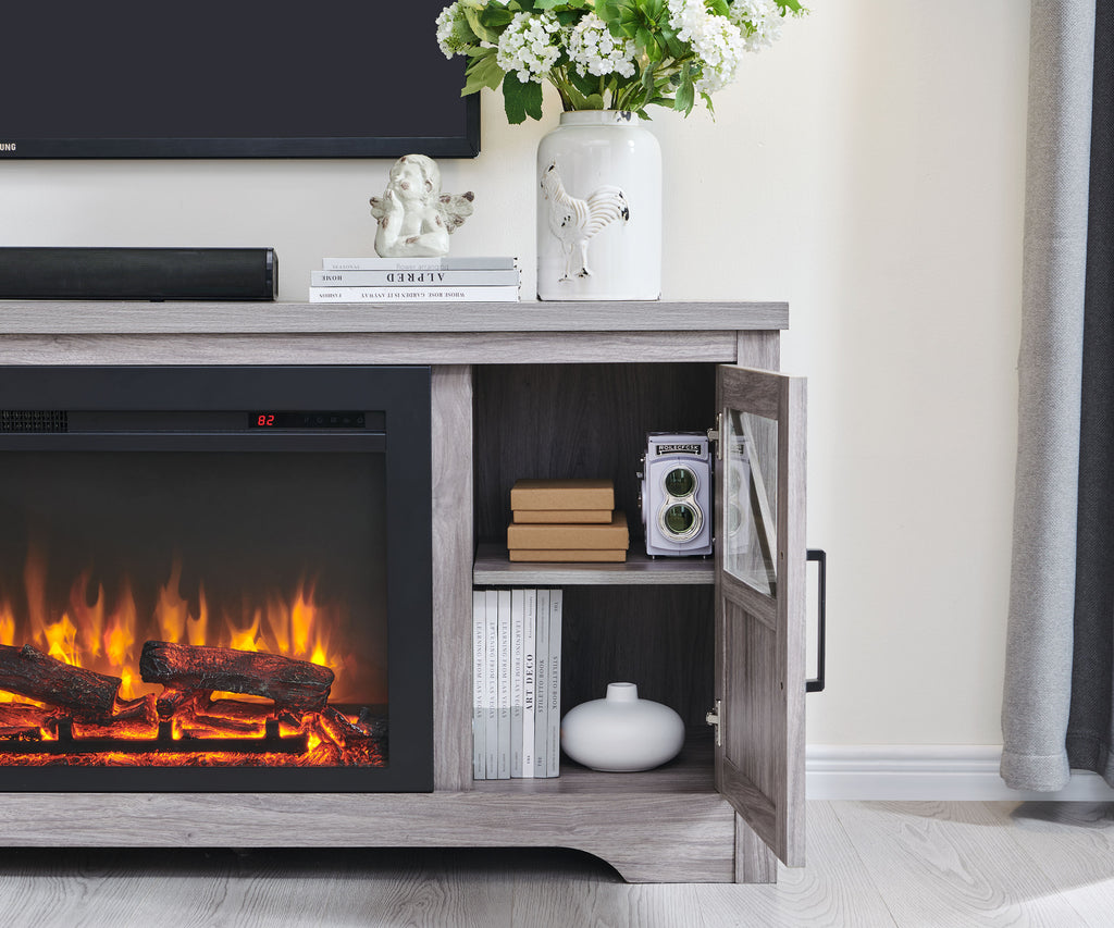 Gray Fireplace TV Console