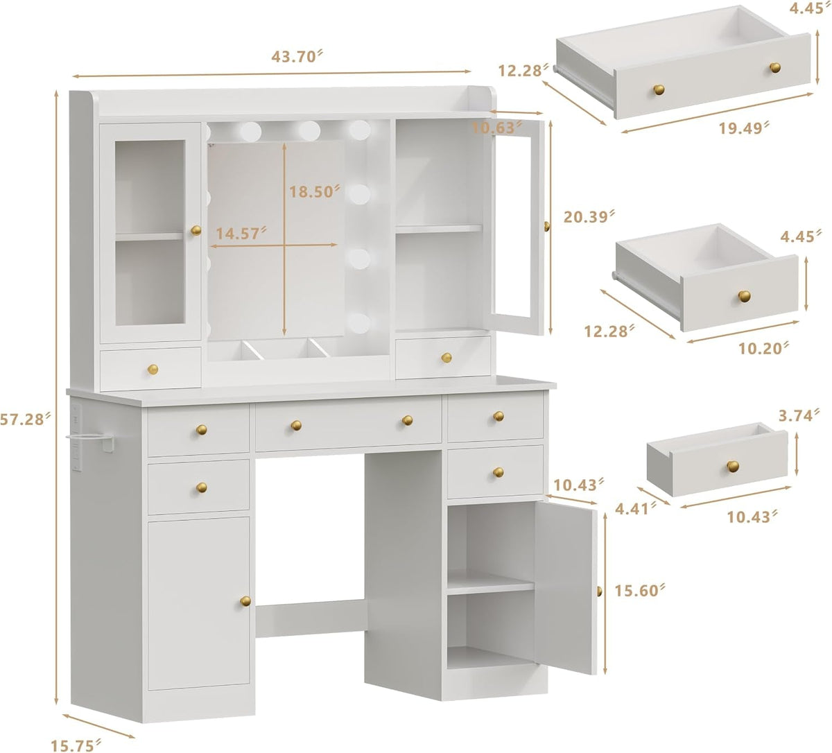 Seraphine Illuminated Vanity Desk with Display Storage