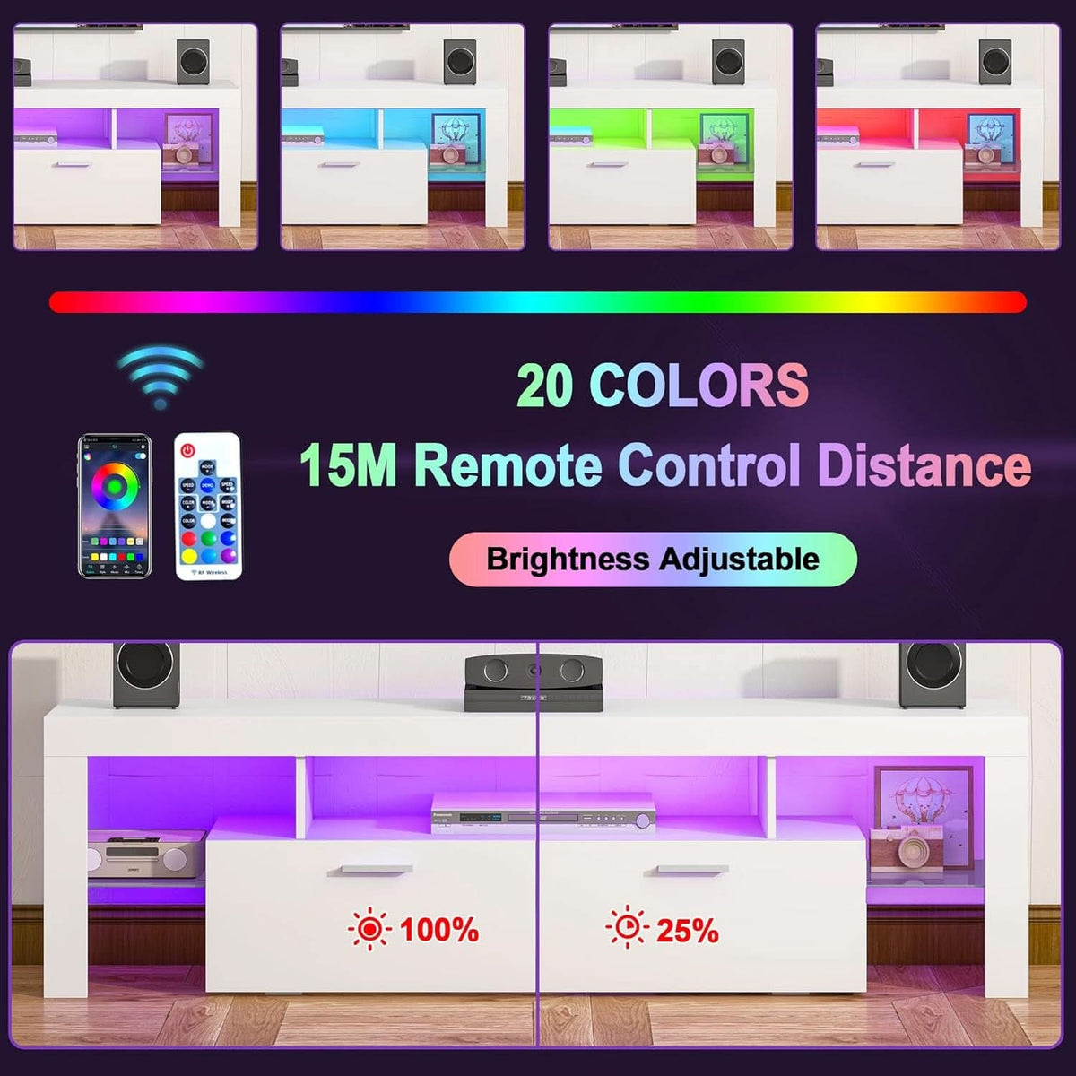 White LED TV Console