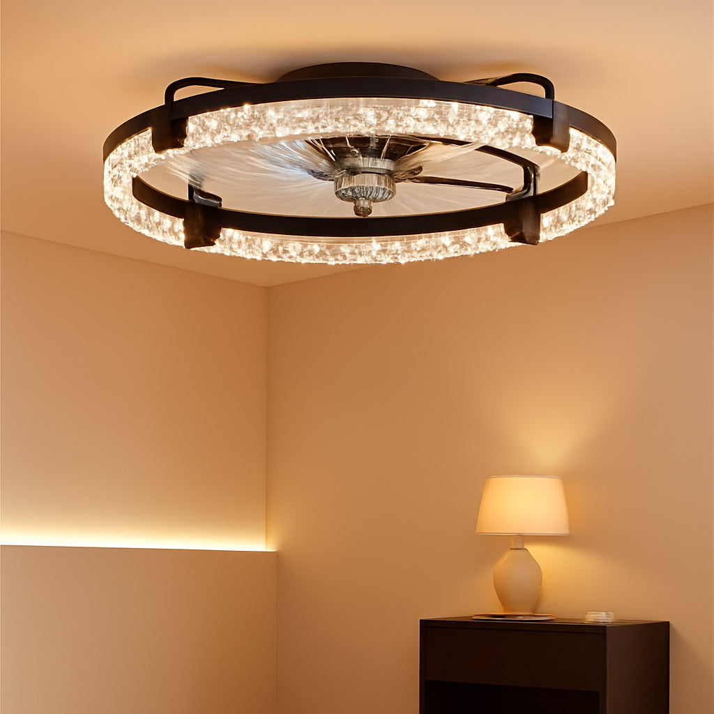 Black Crystal Ring Ceiling Fan