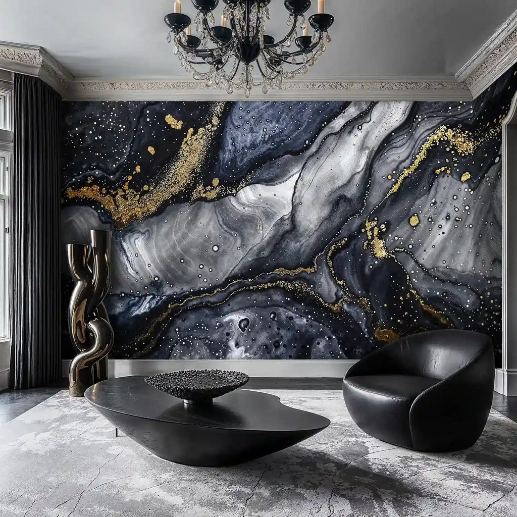 Blue and Gold Marble Wall Mural