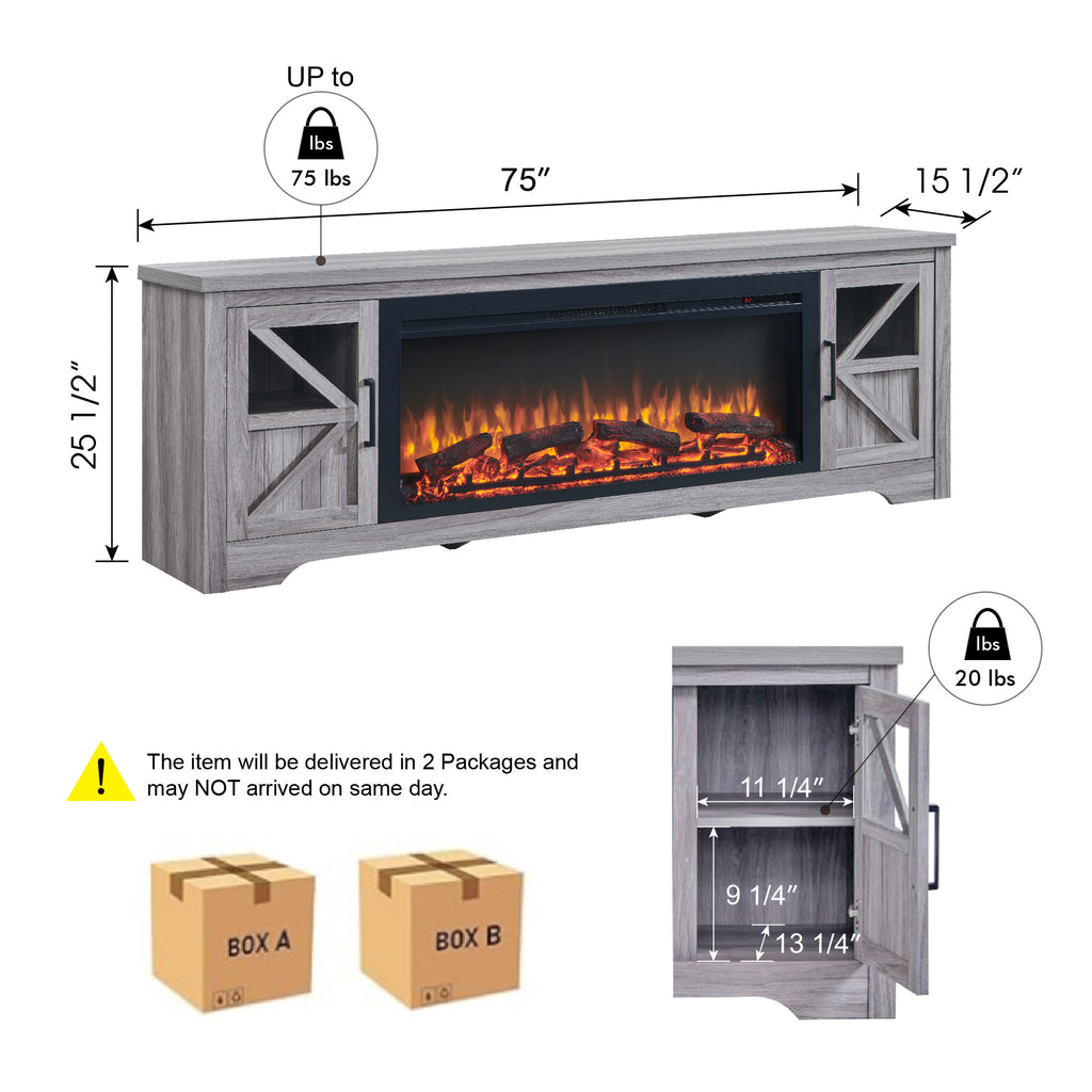 Gray Fireplace TV Console