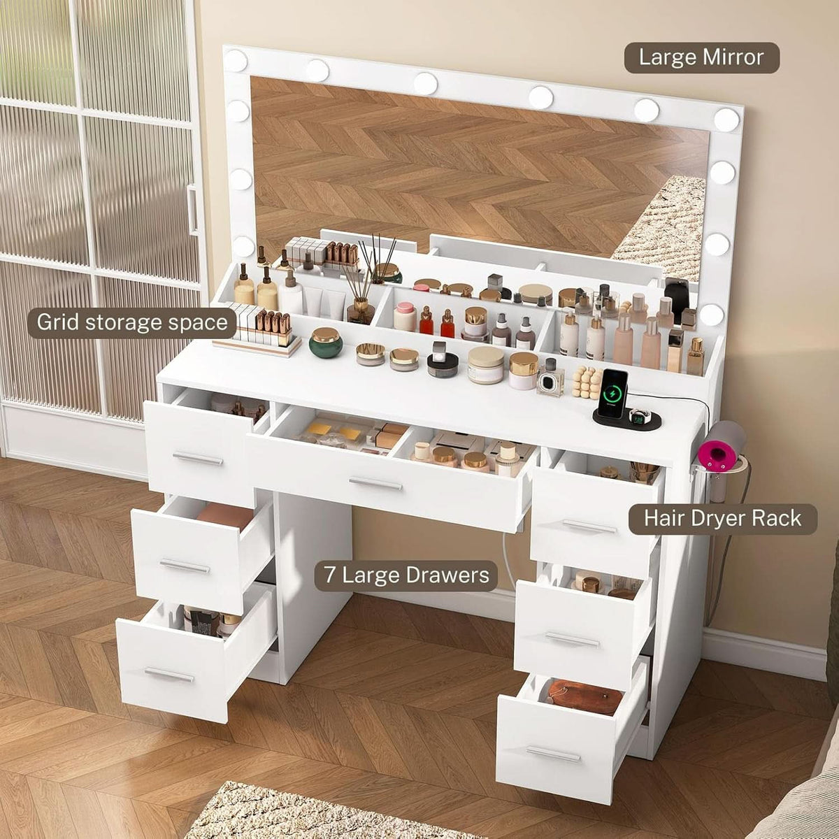 Isolde Illuminated Vanity Desk