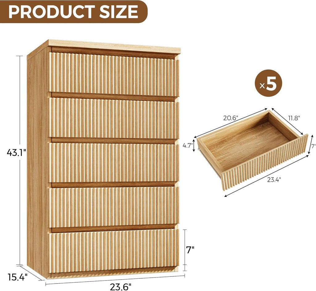 Fluted Five-Drawer Chest
