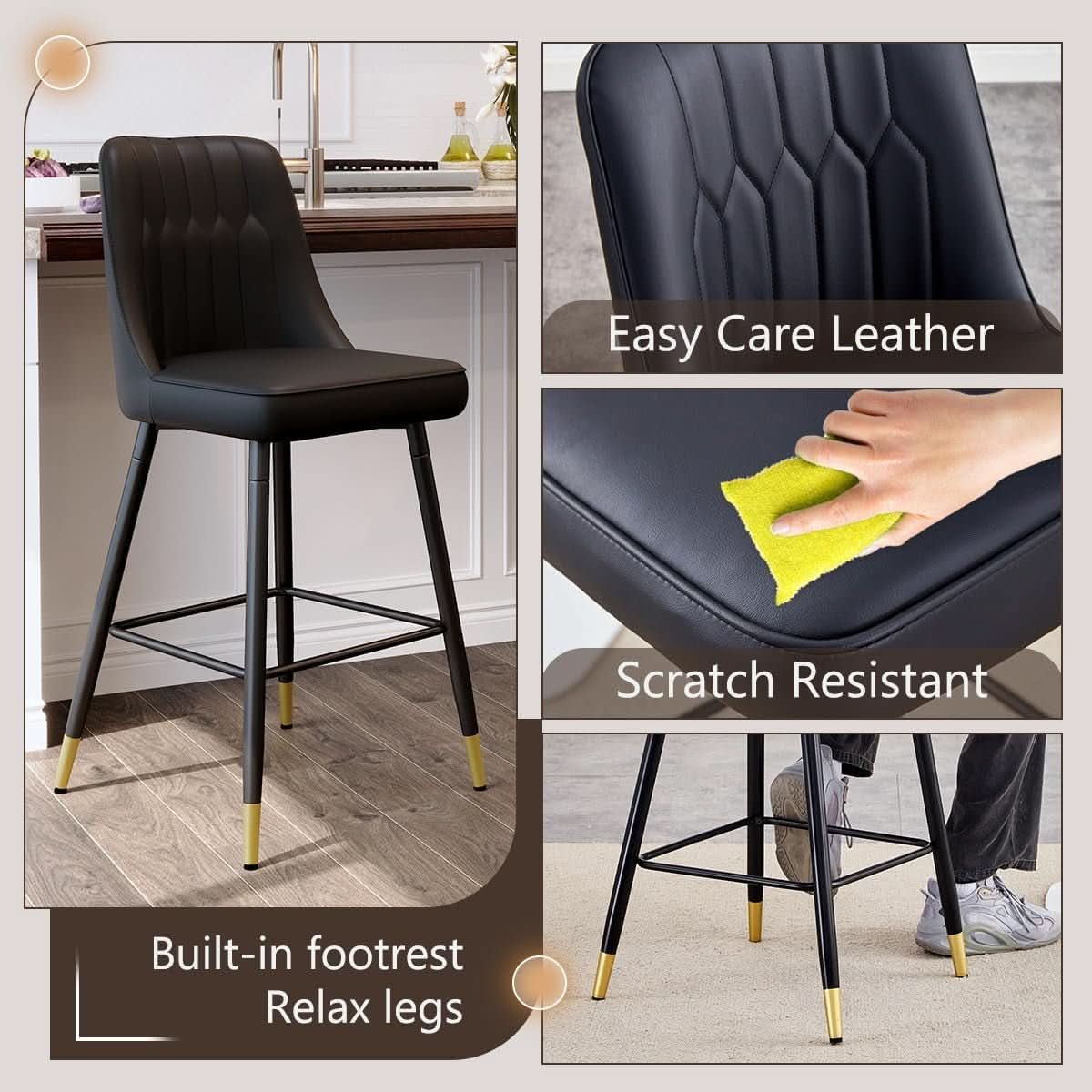 Noelle Channel Counter Stools, Set of 2