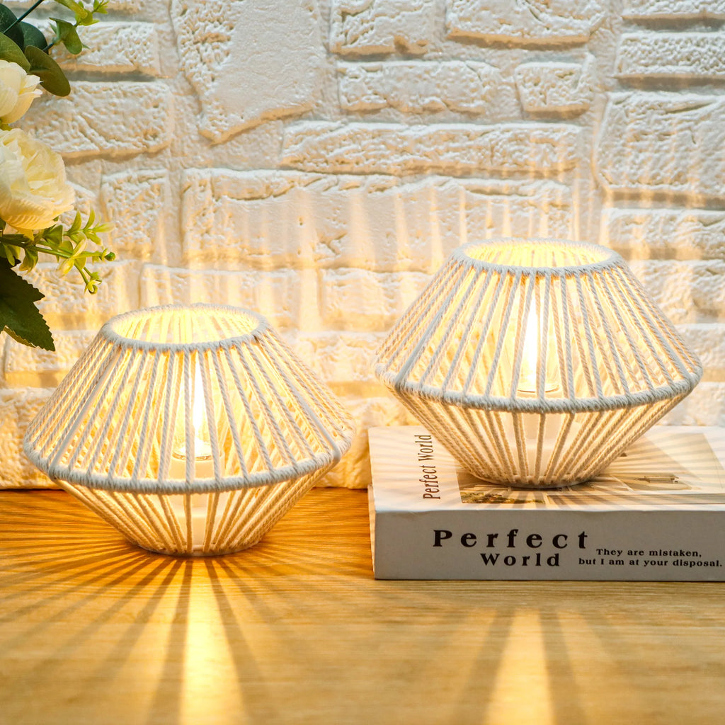 Woven Cotton Accent Lamps — Set of 2