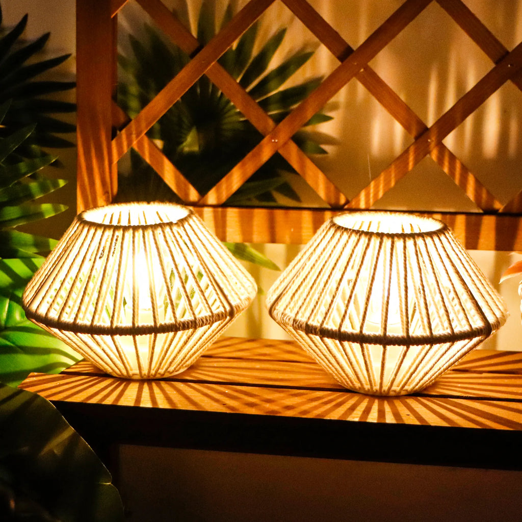 Woven Cotton Accent Lamps — Set of 2