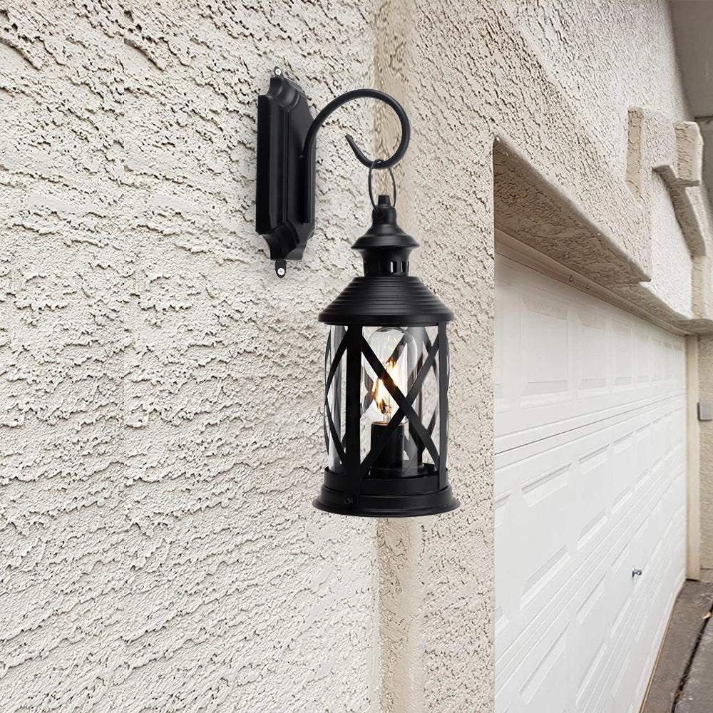 Black Hanging Lantern with Wall Hook