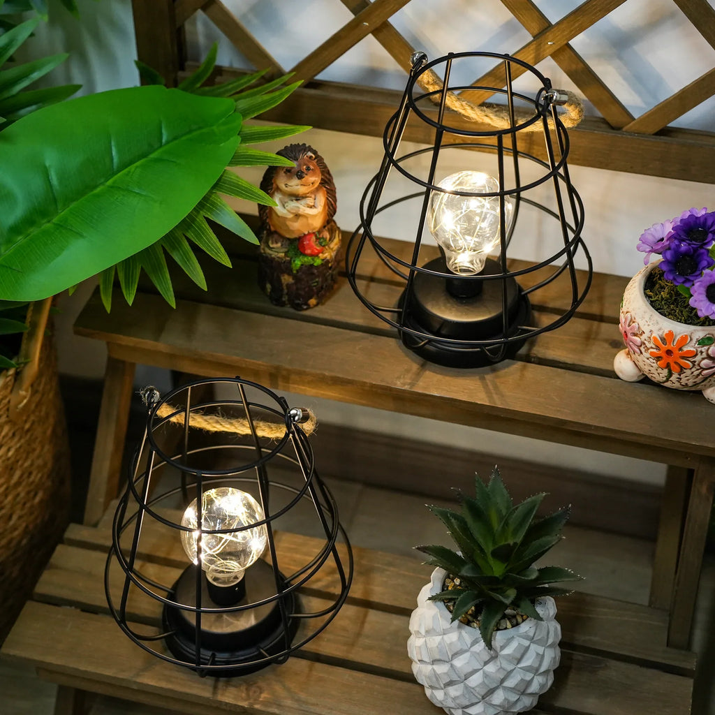 Cage Lantern Accent Lamps — Set of 2