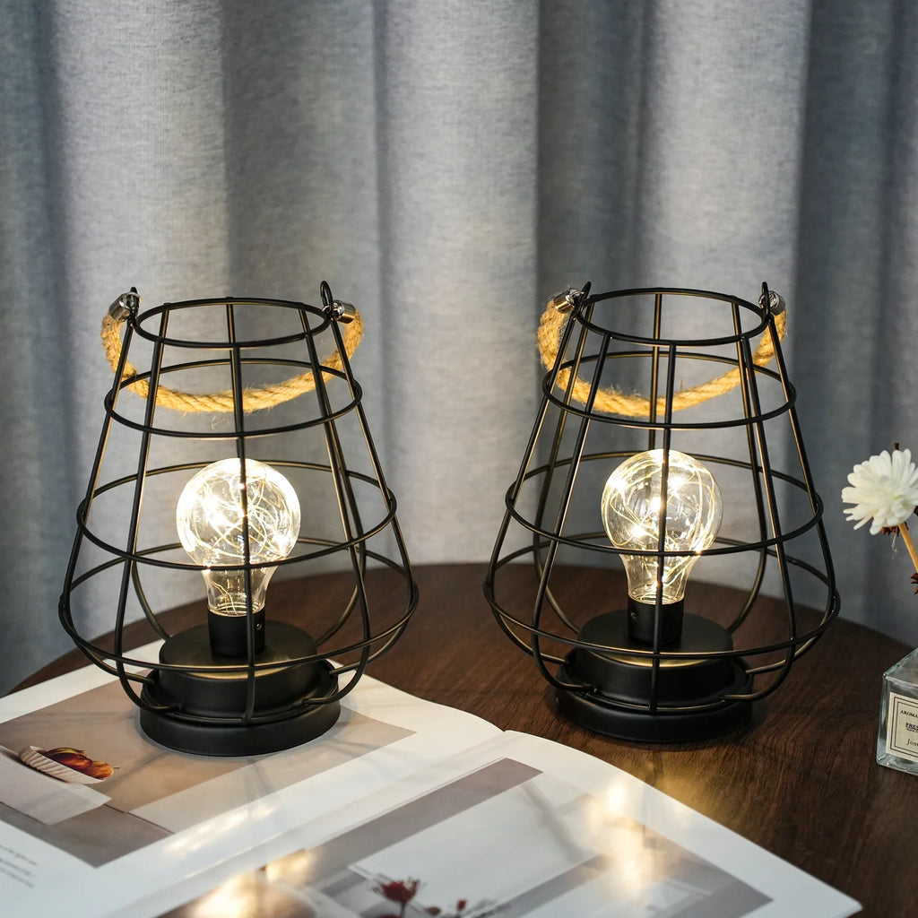 Cage Lantern Accent Lamps — Set of 2