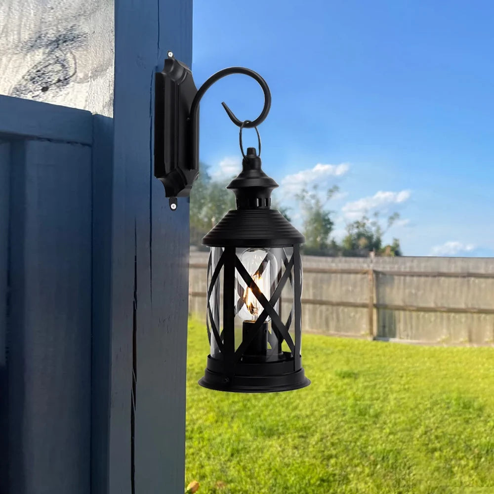Black Hanging Lantern with Wall Hook