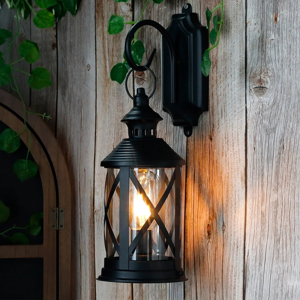 Black Hanging Lantern with Wall Hook