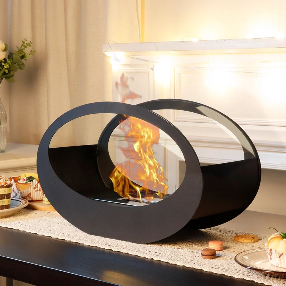 Black Ring Tabletop Fireplace