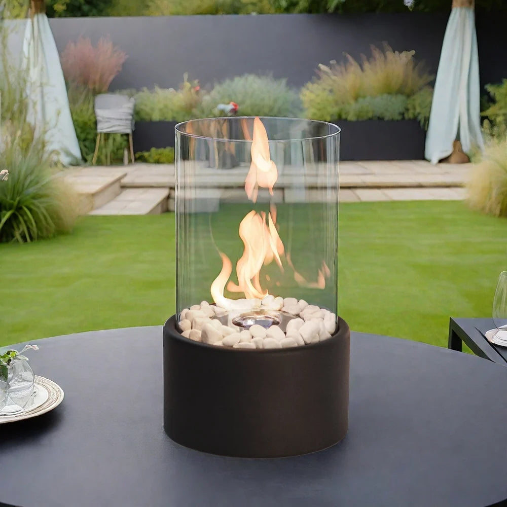 Black Round Tabletop Fire Bowl