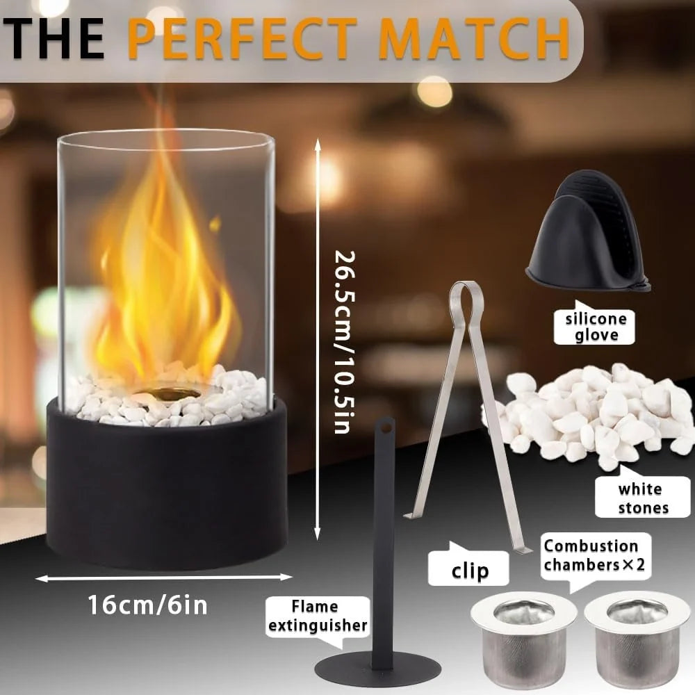 Black Round Tabletop Fire Bowl