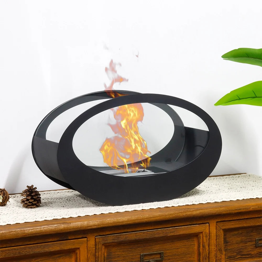 Black Ring Tabletop Fireplace