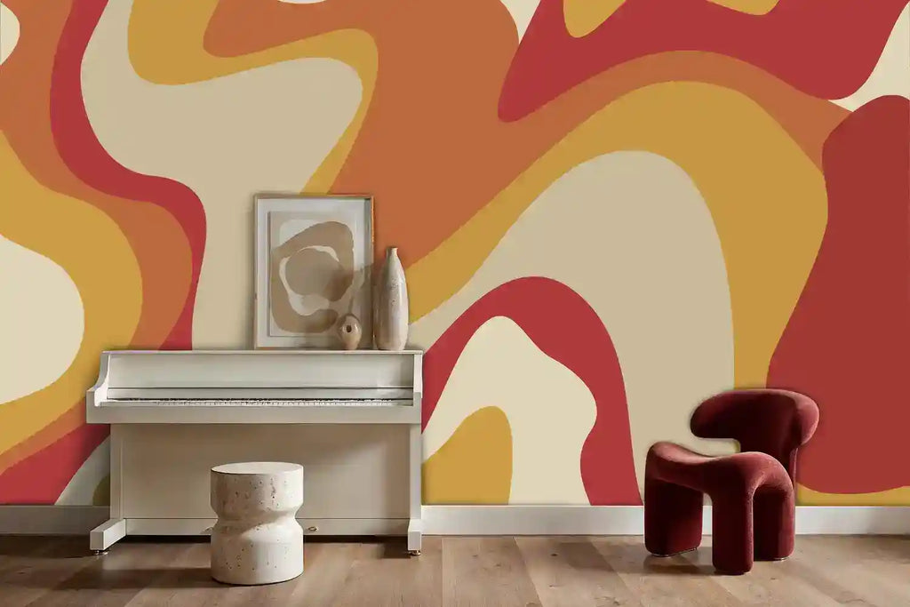 Retro Abstract Waves Wall Mural