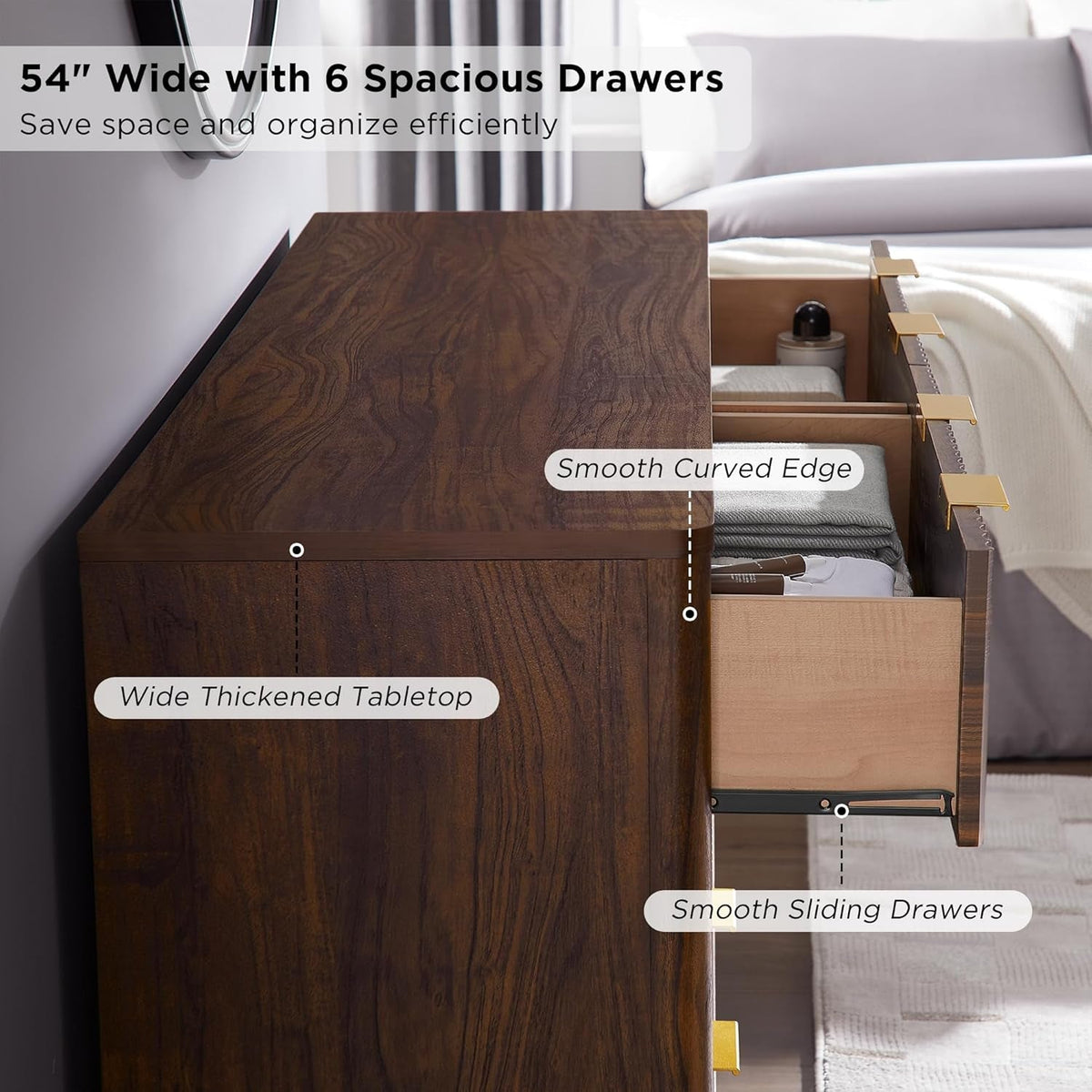 Fluted Six-Drawer Dresser