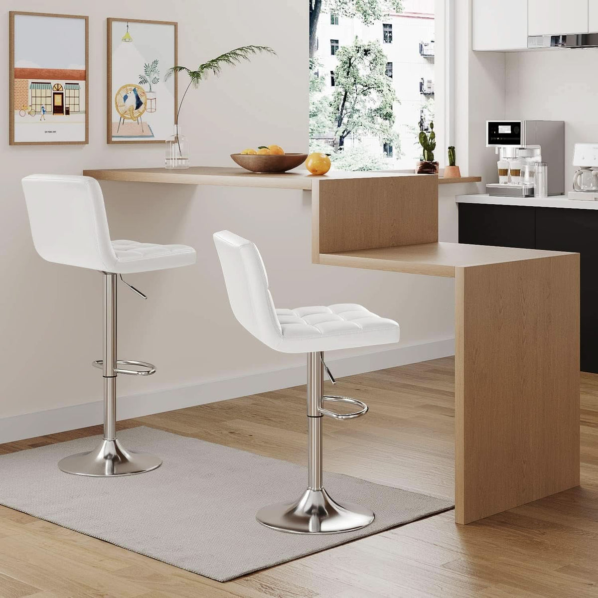 Celeste Channel Swivel Bar Stools, Set of 2